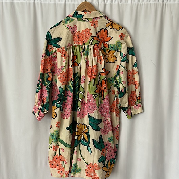 MNG Cute Multicolor Tropical Floral 3/4 Sleeve Babydoll Dress **Sz 2** 🌸🌸 - Picture 2 of 4